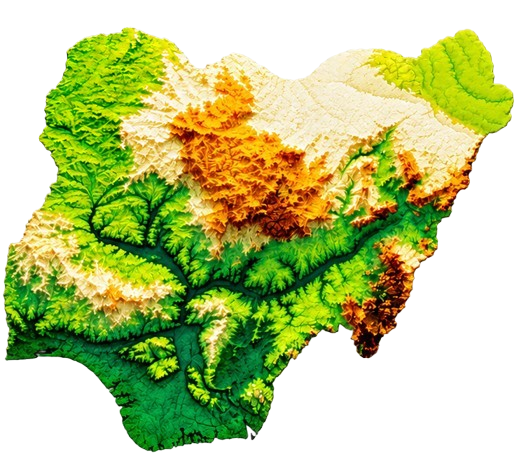 Nigeria relief map representing agricultural development