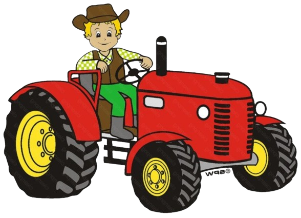 Farmer operating agricultural tractor